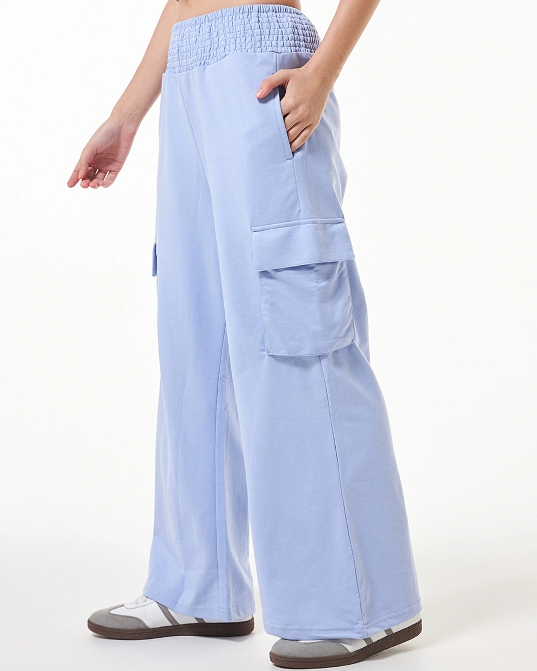 Women's Baby Lavender Flared Cargo Track Pants